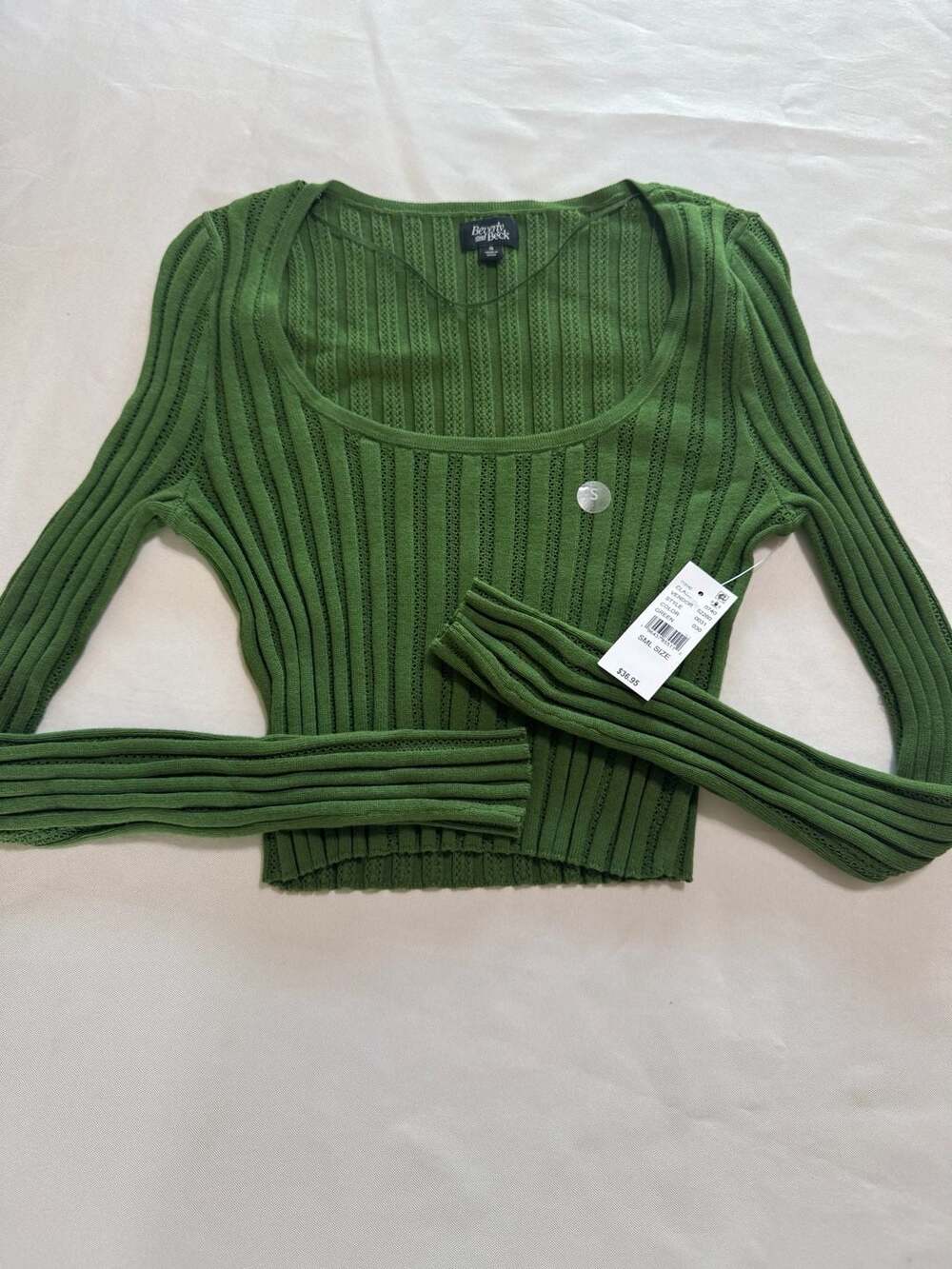 NWT PacSun Green Ribbed Scoop Neck Y2K Coquette Cropped Sweater Top